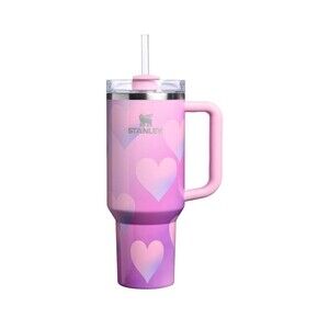 Stanley 40 oz Stainless Steel H2.0 Flowstate Quencher Tumbler Powder Pink Heart